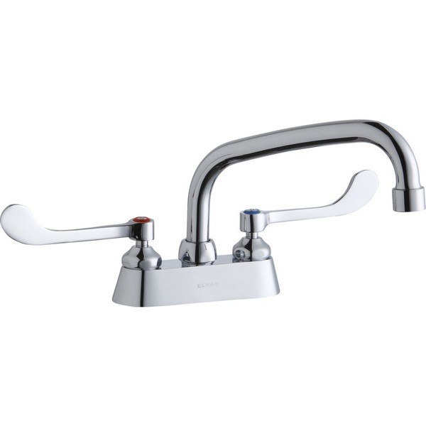 ELKAY LK406AT08T6 DECK MOUNT FAUCET WITH 8 INCH ARC TUBE SPOUT AND 6 INCH HANDLES