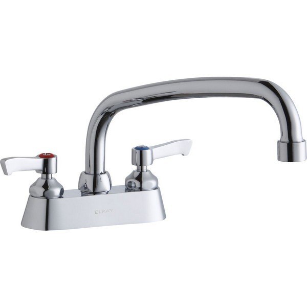 ELKAY LK406AT10L2 DECK MOUNT FAUCET WITH 10 INCH ARC TUBE SPOUT AND 2 INCH HANDLES