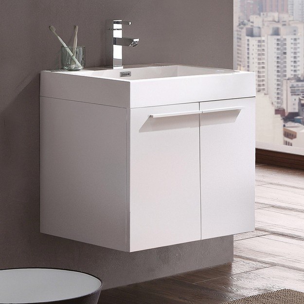 FRESCA FCB8058WH-I ALTO 23 INCH WHITE MODERN BATHROOM CABINET WITH INTEGRATED SINK