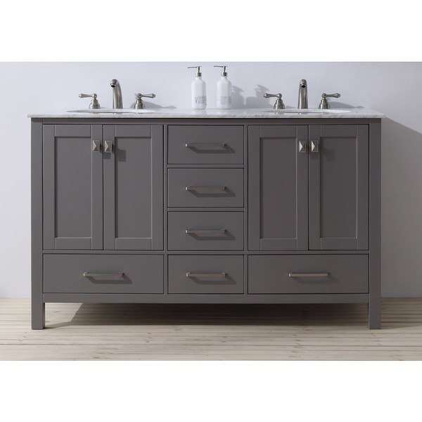 Stufurhome Gm 6412 60gy Cr 60 Malibu, 60 Inch Bathroom Vanity Double Sink Gray