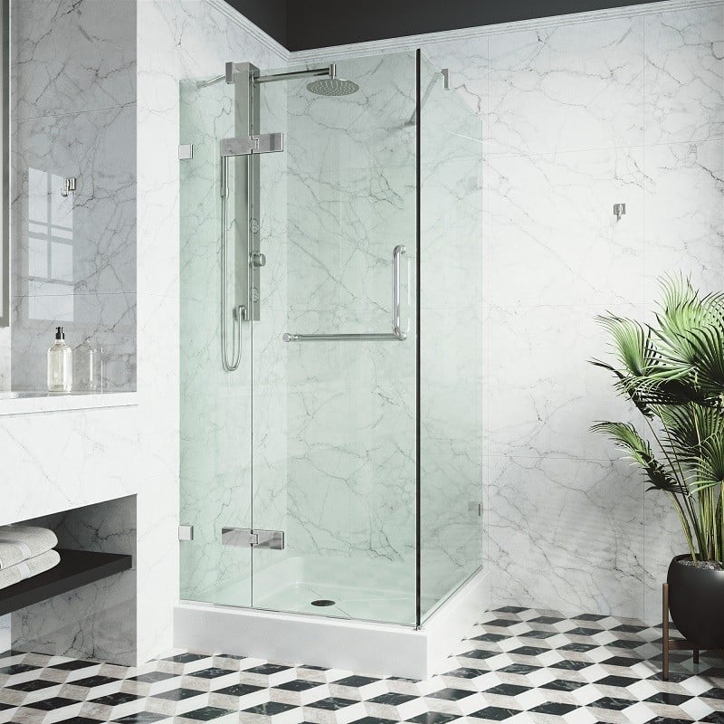 VIGO VG6011CL32W MONTERAY FRAMELESS 32-3/8 X 32-3/8 INCH SHOWER ENCLOSURE WITH BASE