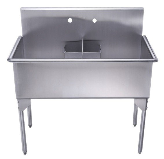 WHITEHAUS WHLSDB4020-NP 40-INCH BRUSHED STAINLESS STEEL FREESTANDING UTILITY SINK