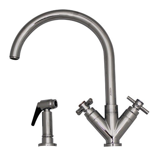 WHITEHAUS 3-03942CH85 LUXE+ 10-1/4 INCH DUAL HANDLE FAUCET WITH GOOSENECK SWIVEL SPOUT