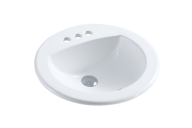 A&E BATH AND SHOWER CCB-209B 19 INCH INGRID DROP-IN CERAMIC BASIN SINK, GLOSSY WHITE