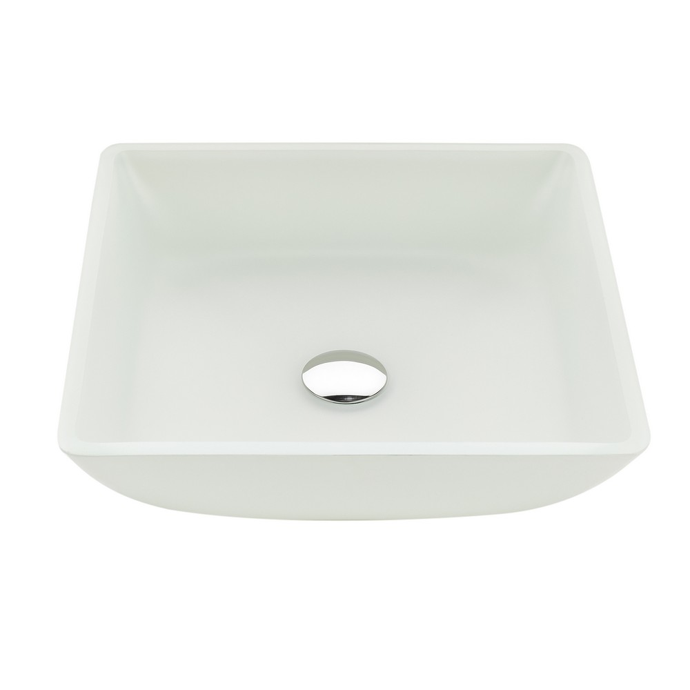 ANZZI LS-AZ912 SOLSTICE 15 3/4 INCH SQUARE GLASS VESSEL BATHROOM SINK WITH WHITE