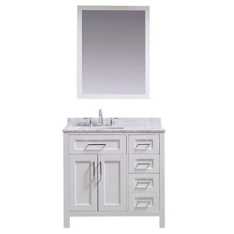 OVE DECORS 15VKC-TAHO36 TAHOE 36 INCH FREE STANDING SINGLE BASIN BATHROOM VANITY WITH WHITE CULTURED MARBLE TOP AND MIRROR