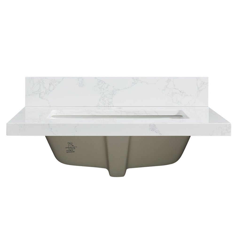 VINNOVA 706125-CTP MALAGA 25 INCH RECTANGULAR SINGLE SINK COMPOSITE STONE VANITY TOP