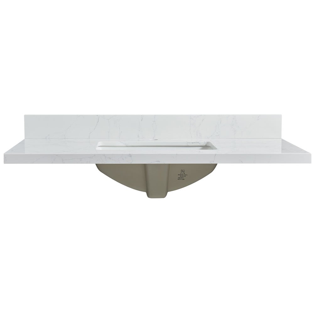 VINNOVA 706143-CTP MALAGA 43 INCH RECTANGULAR SINGLE SINK COMPOSITE STONE VANITY TOP