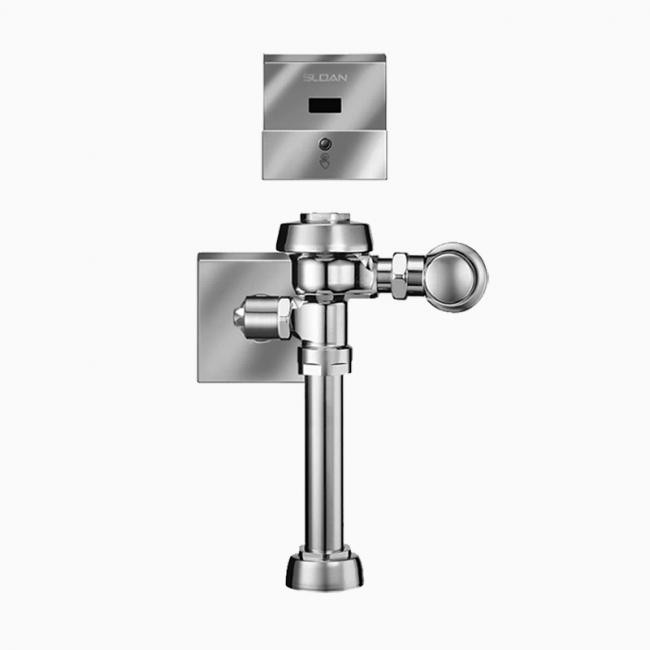 SLOAN 3450108 ROYAL 110 ESS YG 3.5 GPF SINGLE FLUSH TOP SPUD EXPOSED SENSOR WATER CLOSET FLUSHOMETER WITH ELECTRICAL OVERRIDE AND ANGLE STOP EXTENDED BUMPER - POLISHED CHROME