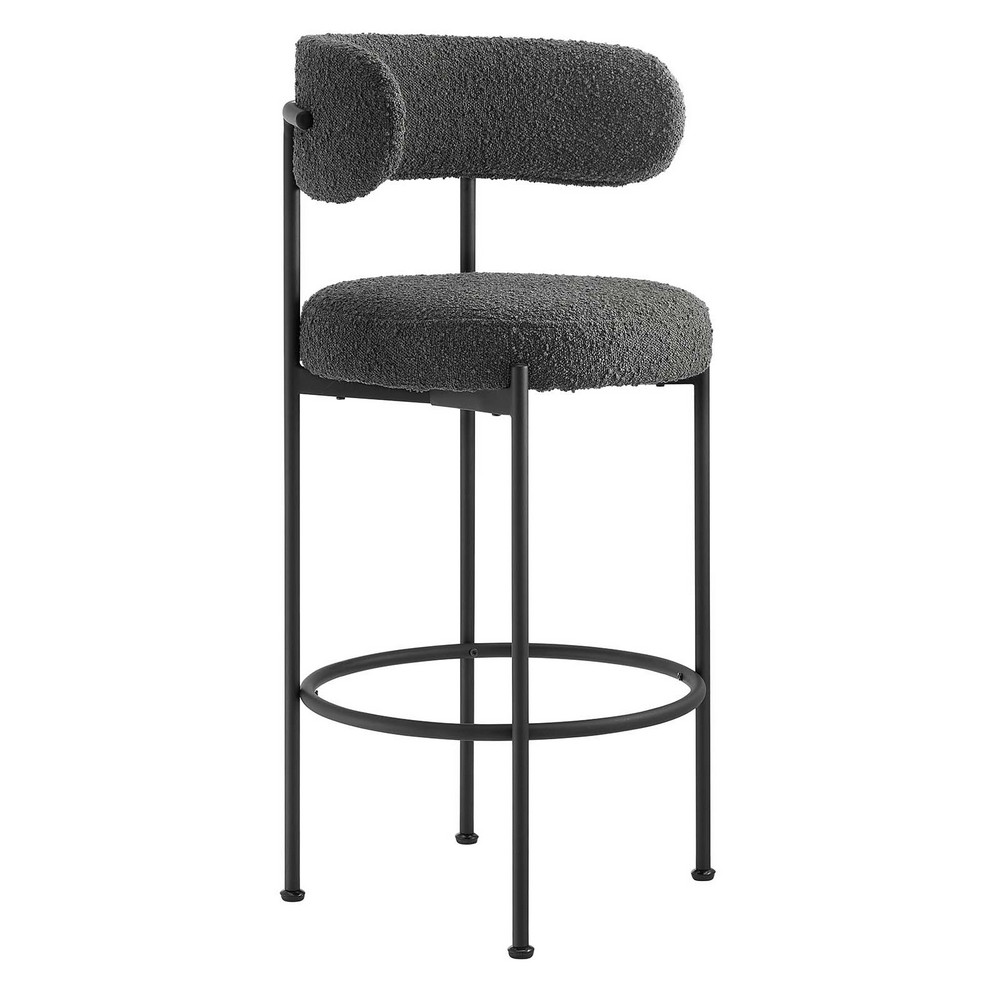 MODWAY EEI-6520 ALBIE 19 1/2 INCH BOUCLE FABRIC BAR STOOLS - SET OF 2