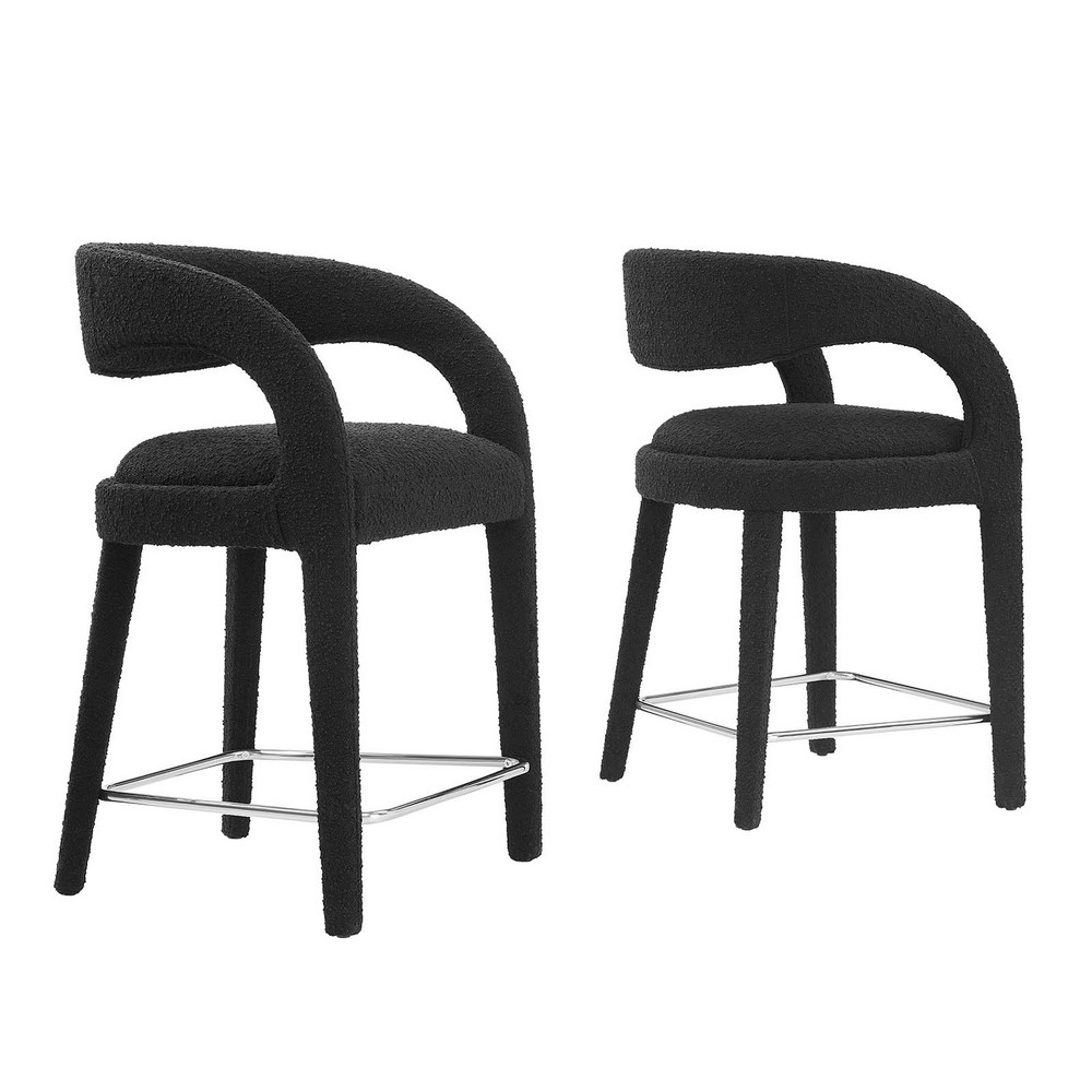 MODWAY EEI-6565 PINNACLE 20 1/2 INCH BOUCLE UPHOLSTERED COUNTER STOOL SET OF TWO