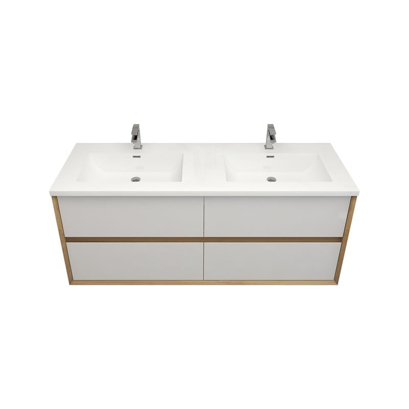 BETTER VANITY ESLIM60D KINDEE 59 INCH WALL MOUNTED DOUBLE SINK BATHROOM VANITY WITH COUNTERTOP