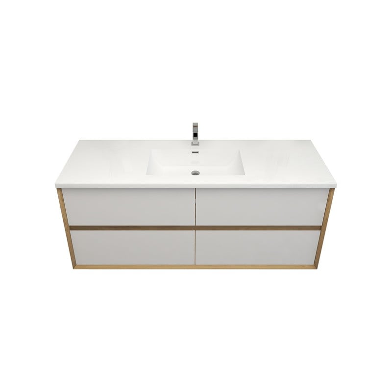 BETTER VANITY ESLIM60S KINDEE 59 INCH WALL MOUNTED SINGLE SINK BATHROOM VANITY WITH COUNTERTOP