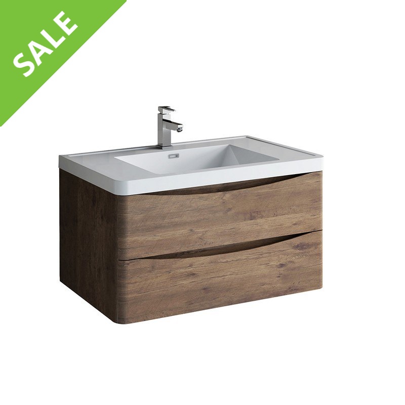 SALE! FRESCA FCB9036RW-I TUSCANY 36 INCH ROSEWOOD WALL HUNG MODERN BATHROOM CABINET WITH INTEGRATED SINK