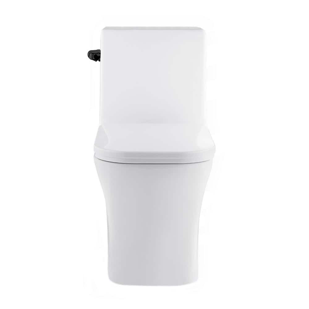 SWISS MADISON SM-1T107HB CONCORDE 14 INCH 1.28 GPF ONE-PIECE SIDE FLUSH SQUARE TOILET WITH BLACK HARDWARE