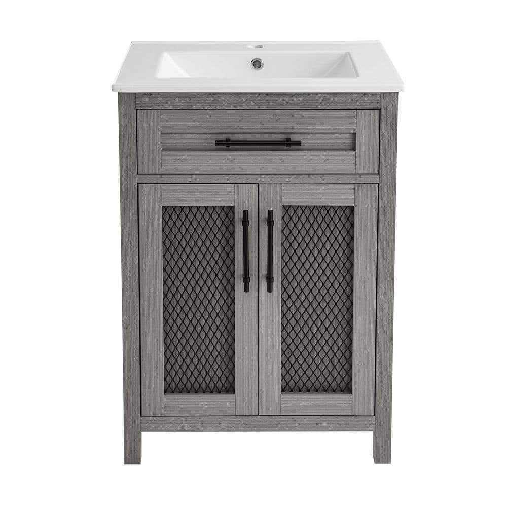 SWISS MADISON SM-BV421 CALICE 24 INCH FREESTANDING SINGLE SINK BATHROOM VANITY IN CARBON GREY