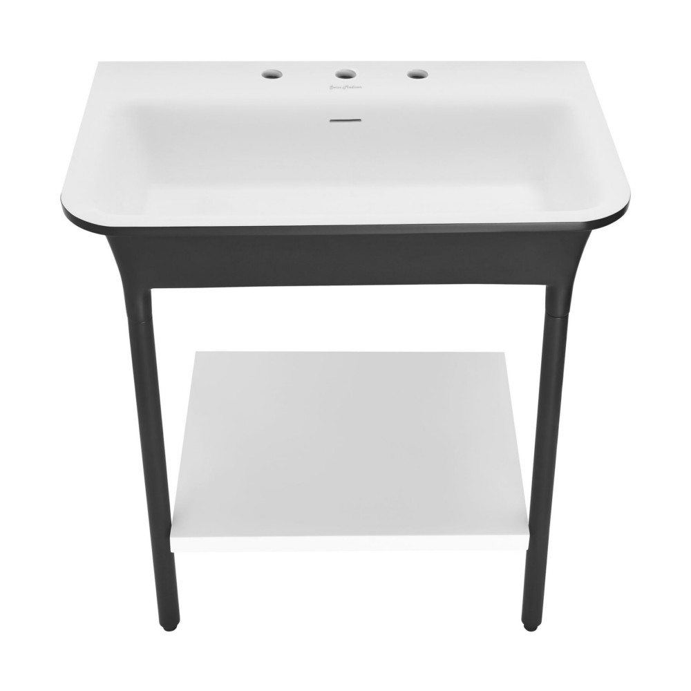 SWISS MADISON SM-CS830MB IVY 31 1/2 INCH SOLID SURFACE CONSOLE BATHROOM SINK IN MATTE BLACK