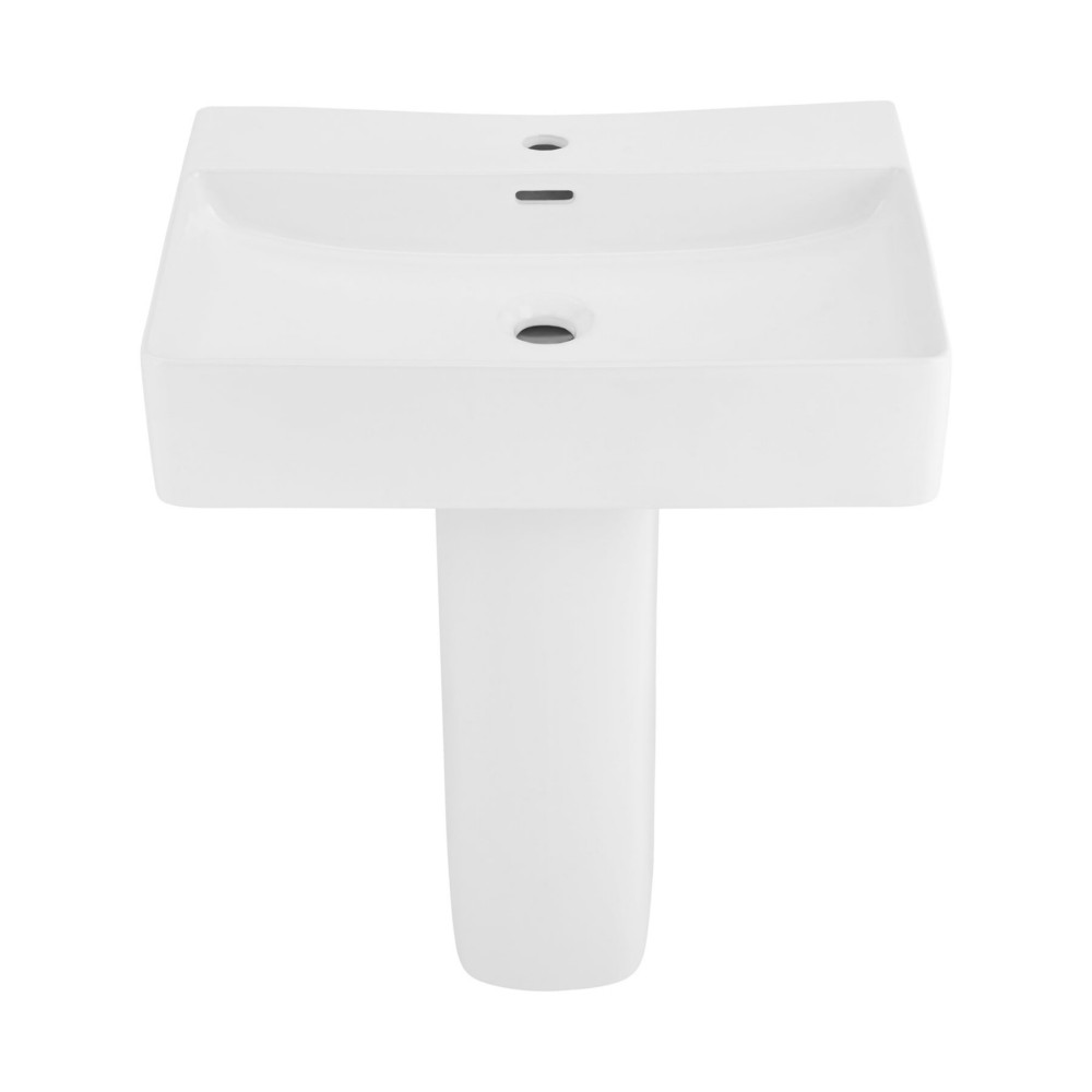 SWISS MADISON SM-PS317 CONCORDE 16 3/8 INCH SQUARE TWO-PIECE PEDESTAL BATHROOM SINK IN WHITE