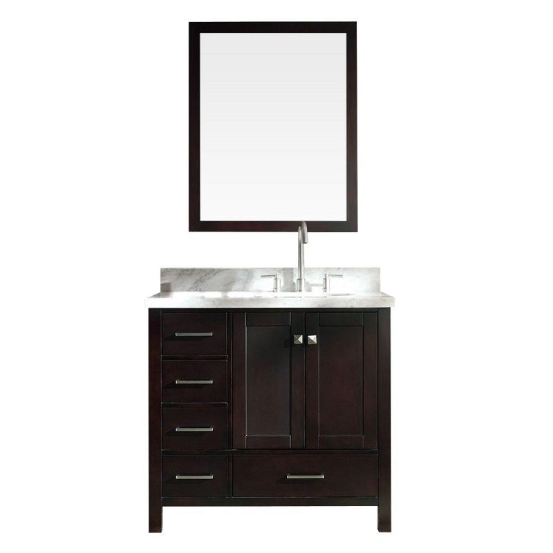 ARIEL A037S-R CAMBRIDGE 37 INCH SINGLE SINK VANITY SET WITH RIGHT OFFSET SINK