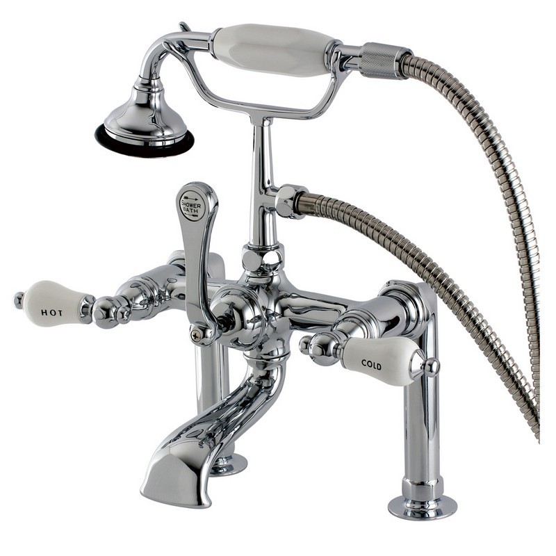 KINGSTON BRASS AE108T1 VINTAGE DECK MOUNT CLAWFOOT TUB FAUCET IN CHROME