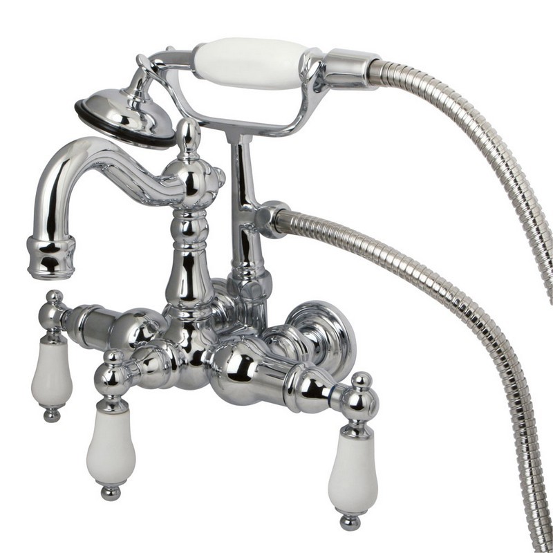 KINGSTON BRASS CC1012T1 VINTAGE 3-3/8 INCH WALL MOUNT TUB FILLER IN POLISHED CHROME