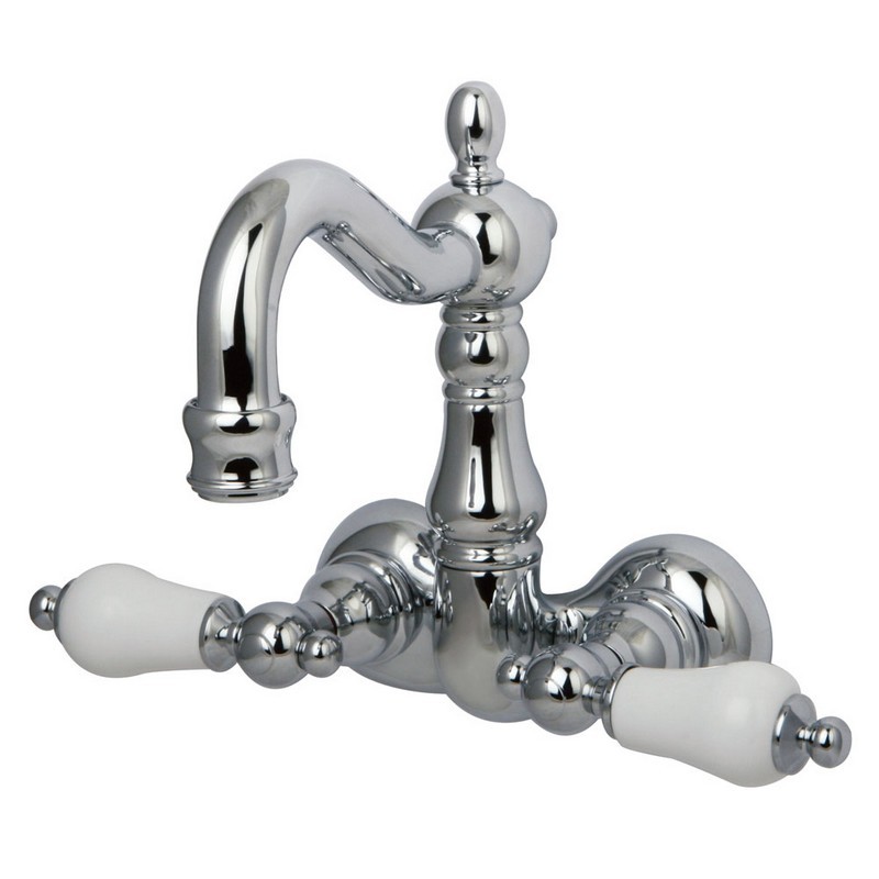 KINGSTON BRASS CC1076T1 VINTAGE 3-3/8 INCH WALL MOUNT TUB FILLER IN POLISHED CHROME
