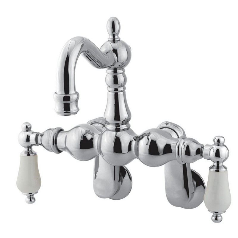 KINGSTON BRASS CC1084T1 VINTAGE WALL MOUNT TUB FILLER WITH ADJUSTABLE CENTERS IN POLISHED CHROME