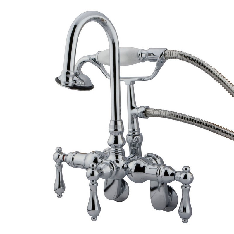 KINGSTON BRASS CC302T1 VINTAGE WALL MOUNT TUB FILLER WITH ADJUSTABLE CENTERS IN POLISHED CHROME