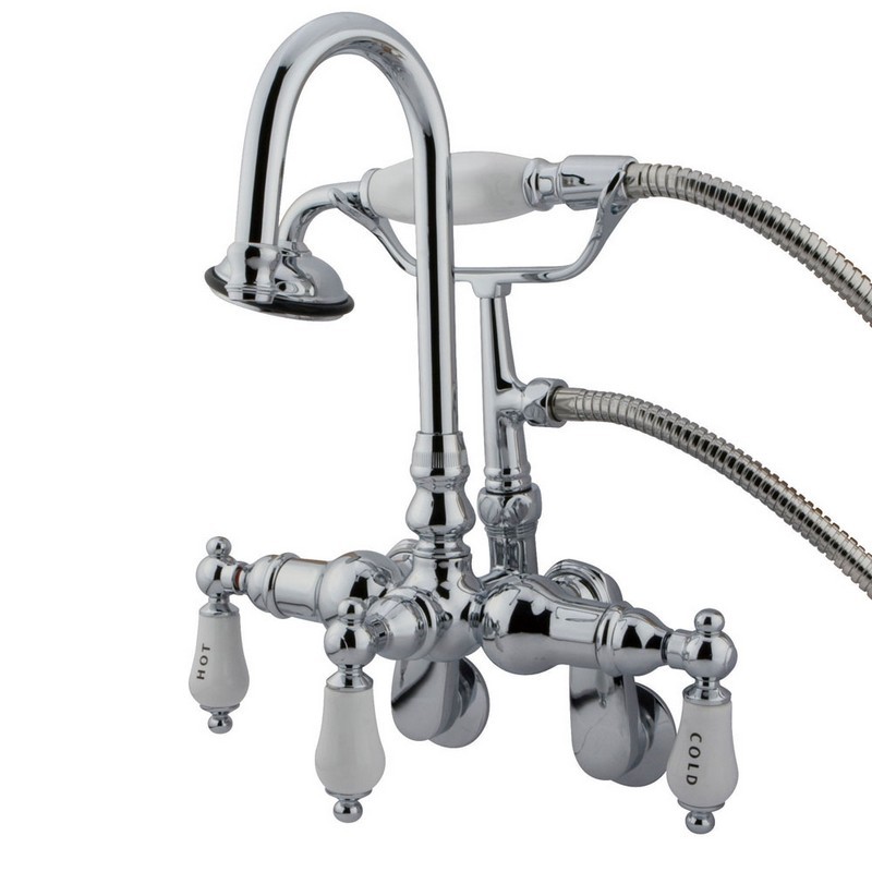 KINGSTON BRASS CC304T1 VINTAGE WALL MOUNT TUB FILLER WITH ADJUSTABLE CENTERS IN POLISHED CHROME