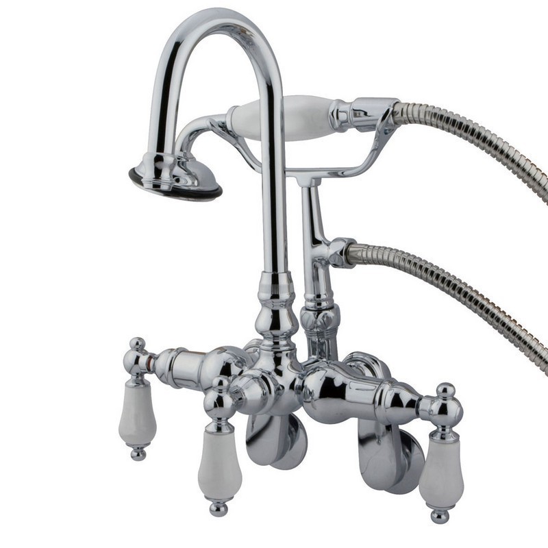 KINGSTON BRASS CC306T1 VINTAGE WALL MOUNT TUB FILLER WITH ADJUSTABLE CENTERS IN POLISHED CHROME