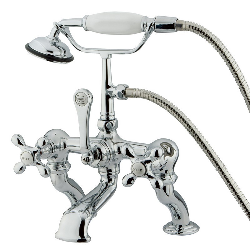 KINGSTON BRASS CC416T1 VINTAGE 7 INCH DECK MOUNT TUB FILLER WITH HAND SHOWER IN POLISHED CHROME