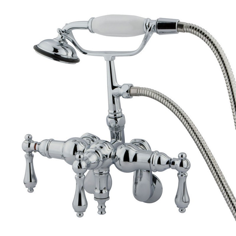 KINGSTON BRASS CC420T1 VINTAGE WALL MOUNT TUB FILLER WITH ADJUSTABLE CENTERS IN POLISHED CHROME