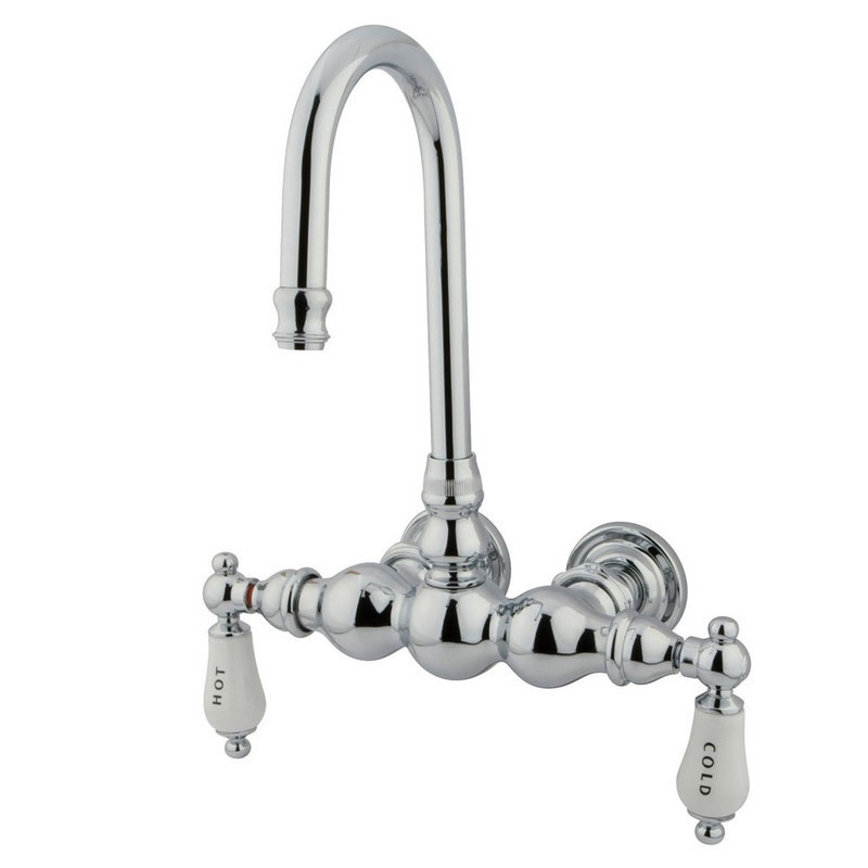 KINGSTON BRASS CC4T1 VINTAGE 3-3/8 INCH WALL MOUNT TUB FILLER IN POLISHED CHROME