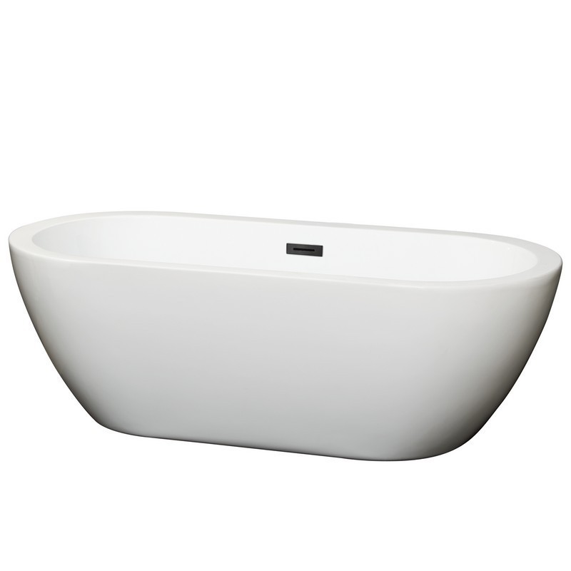 WYNDHAM COLLECTION WCOBT100268TRIM SOHO 68 INCH FREESTANDING BATHTUB IN WHITE WITH DRAIN AND OVERFLOW TRIM