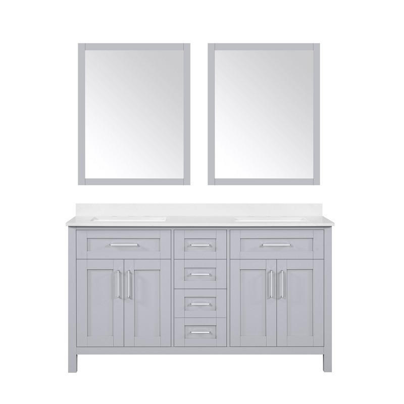 OVE DECORS 15VKC-TAHO60 TAHOE 60 INCH FREE STANDING DOUBLE BASIN BATHROOM VANITY WITH WHITE CULTURED MARBLE TOP AND MIRROR