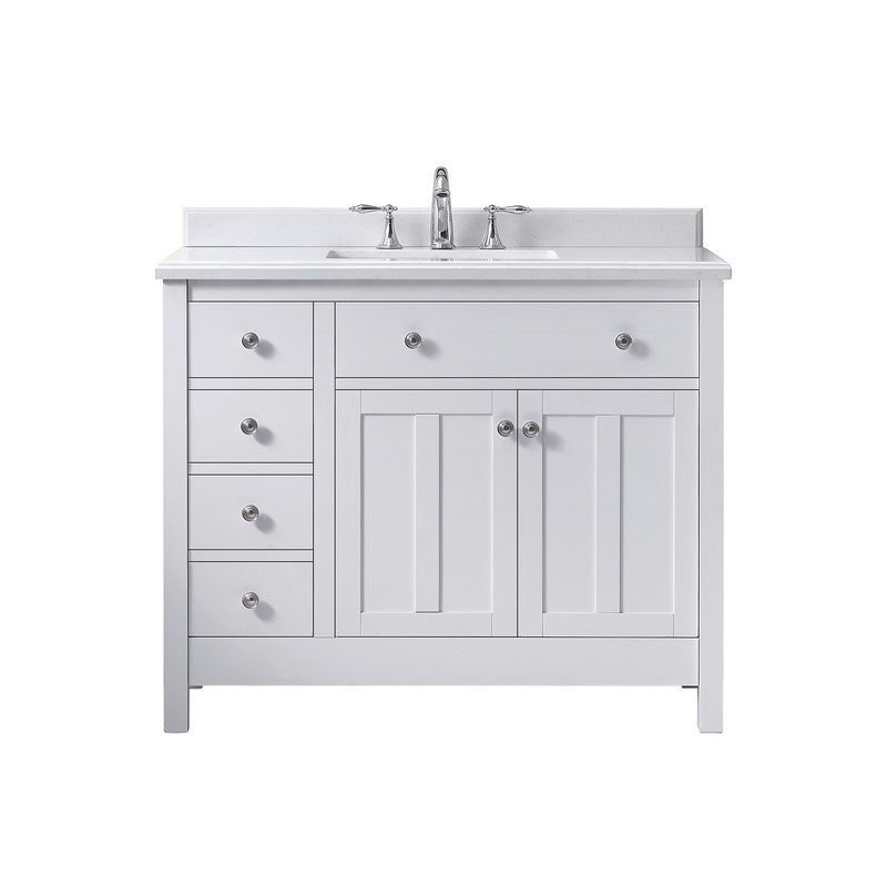 OVE DECORS 15VVA-ADAM42-EI NEWCASTLE 42 INCH FREE STANDING SINGLE SINK BATHROOM VANITY WITH YVES CULTURED MARBLE TOP