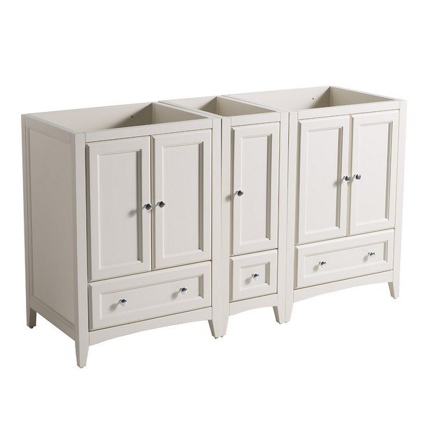 FRESCA FCB20-241224AW OXFORD 60 INCH ANTIQUE WHITE TRADITIONAL DOUBLE SINK BATHROOM CABINETS