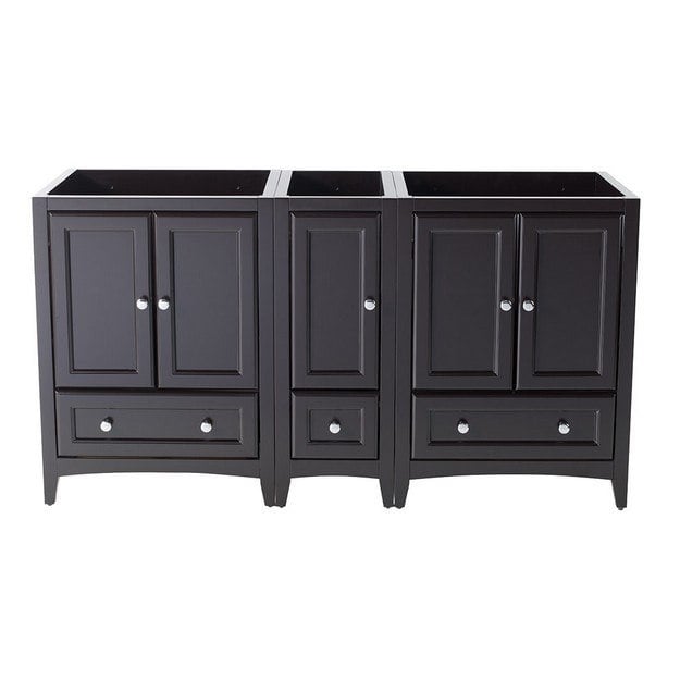 FRESCA FCB20-241224ES OXFORD 60 INCH ESPRESSO TRADITIONAL DOUBLE SINK BATHROOM CABINETS