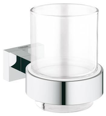 GROHE 40755001 ESSENTIALS CUBE CRYSTAL GLASS WITH HOLDER