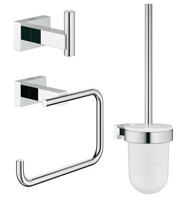 GROHE 40757001 ESSENTIALS CUBE CITY RESTROOM ACCESSORIES SET 3-IN-1