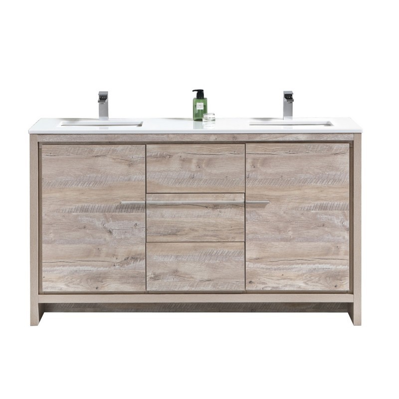Kubebath Ad660dnw Dolce 60 Inch Double, 60 Inch Double Sink Vanity With Drawers