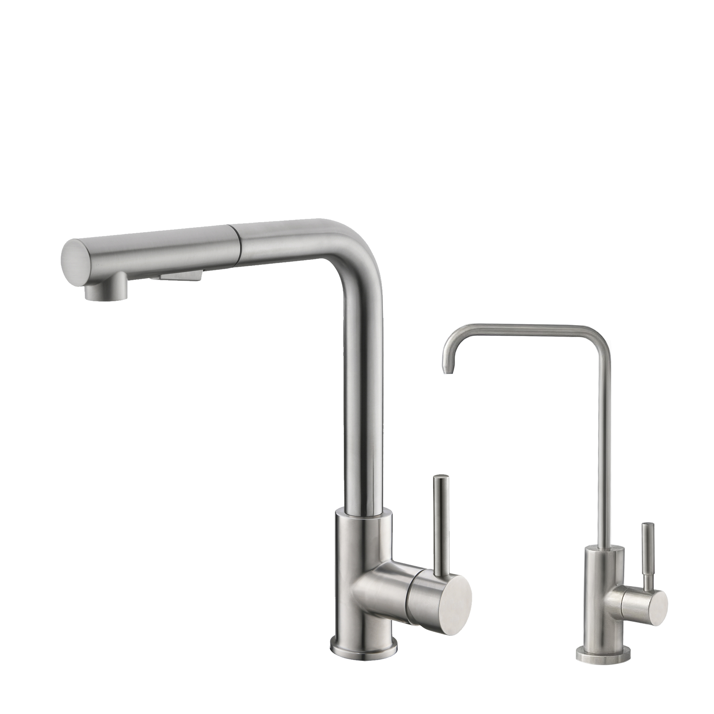 STYLISH K130K147 12 5/8 INCH STAINLESS STEEL PULL DOWN KITCHEN FAUCET WITH WATER TAP