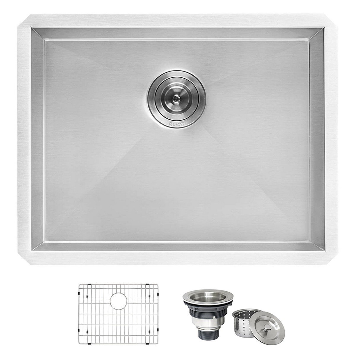 RUVATI RVU6124 FORMA 24 INCH UNDERMOUNT 16 GAUGE LAUNDRY UTILITY KITCHEN SINK - STAINLESS STEEL