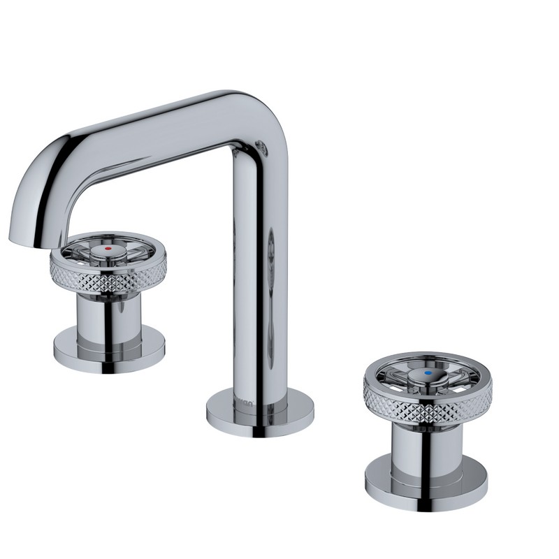 KARRAN KBF466 TRYST 6 1/8 INCH TWO WHEEL HANDLE THREE HOLE WIDESPREAD BATHROOM FAUCET WITH MATCHING POP-UP DRAIN