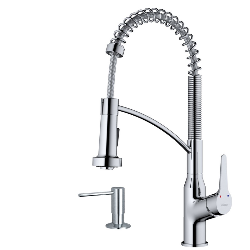 KARRAN KKF210SD35 SCOTTSDALE 18 7/8 INCH SINGLE-HANDLE PULL-DOWN SPRAYER KITCHEN FAUCET WITH MATCHING SOAP DISPENSER