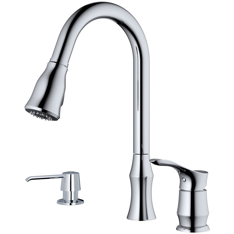 KARRAN KKF260SD25 HILLWOOD 14 1/2 INCH SINGLE-HANDLE PULL-DOWN SPRAYER KITCHEN FAUCET WITH MATCHING SOAP DISPENSER