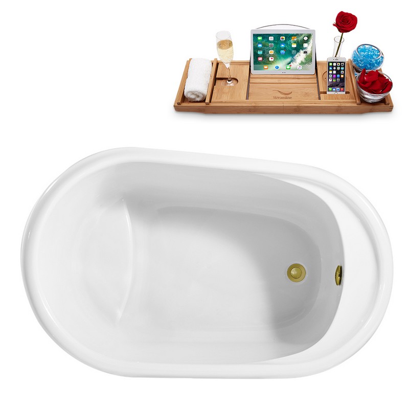STREAMLINE N2040 51 1/4 X 31 1/2 INCH FREESTANDING TUB IN WHITE AND TRAY WITH INTERNAL DRAIN