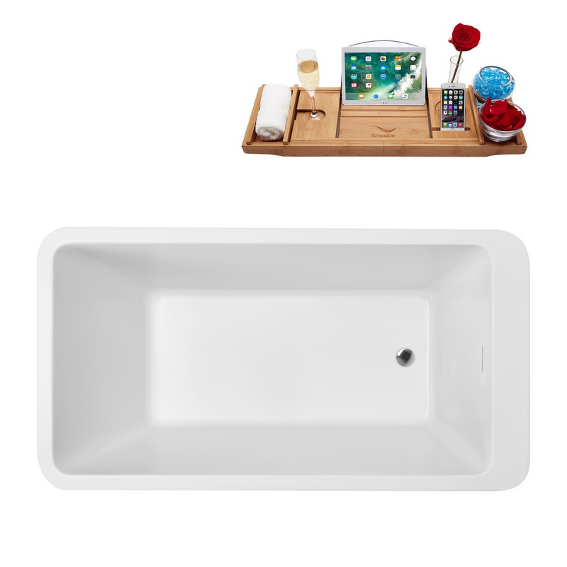 STREAMLINE N250 60 X 32 INCH FREESTANDING TUB IN WHITE AND TRAY WITH INTERNAL DRAIN