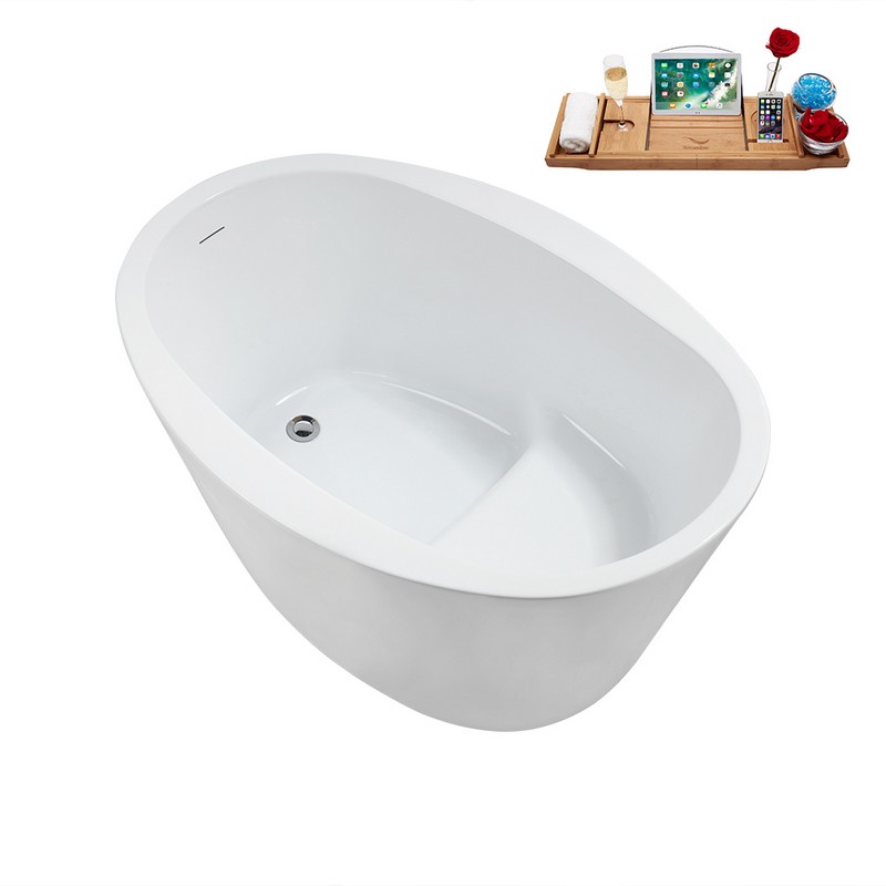 STREAMLINE N3740 50 3/4 X 35 3/8 INCH SOAKING FREESTANDING TUB IN WHITE AND TRAY WITH INTERNAL DRAIN