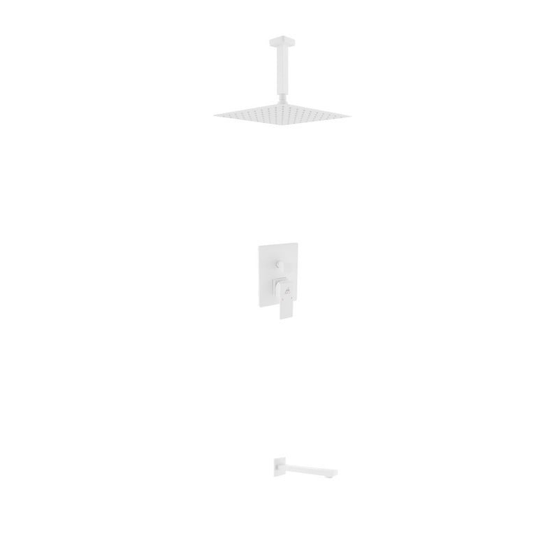 KUBEBATH KB CR300TF2V AQUA PIAZZA SHOWER SET WITH 12 INCH CEILING MOUNT SQUARE RAIN SHOWER AND TUB FILLER